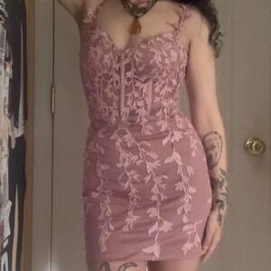 Elegant Pink Lace Dress